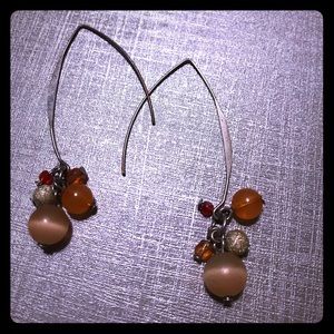 Salmon/Orange Beaded Drop Earrings